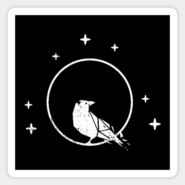 Geometric Blackbird Moon and Stars Bird Night Space Magnet by ballhard